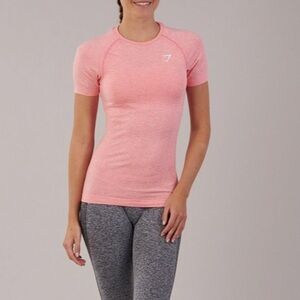 Light Blush Pink Gymshark Seamless Short Sleeve Top